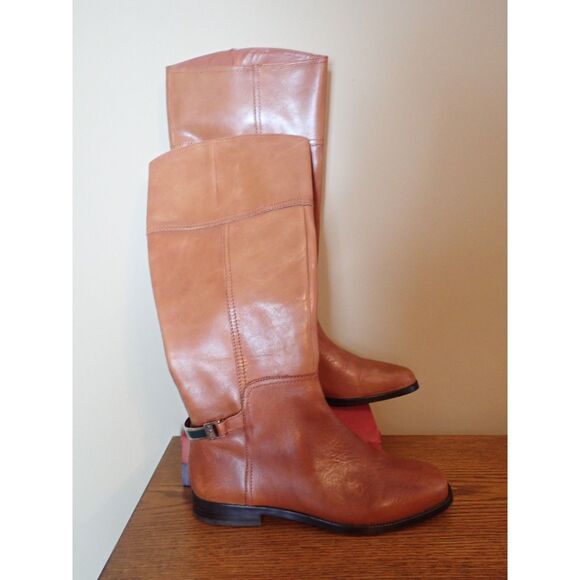 Ralph Lauren Berna Leather Riding Boots Brown Spur Detail 7.5 B Equine Preppy - Picture 1 of 11